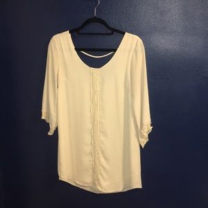 Cream colored lace trimmed shirt/dress